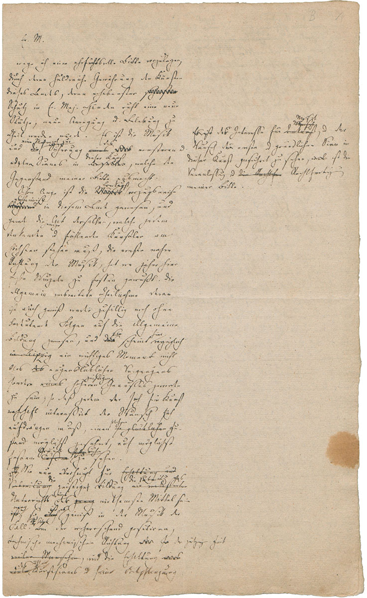 Briefentwurf Felix Mendelssohn Bartholdys an den sächsischen König Friedrich August II.