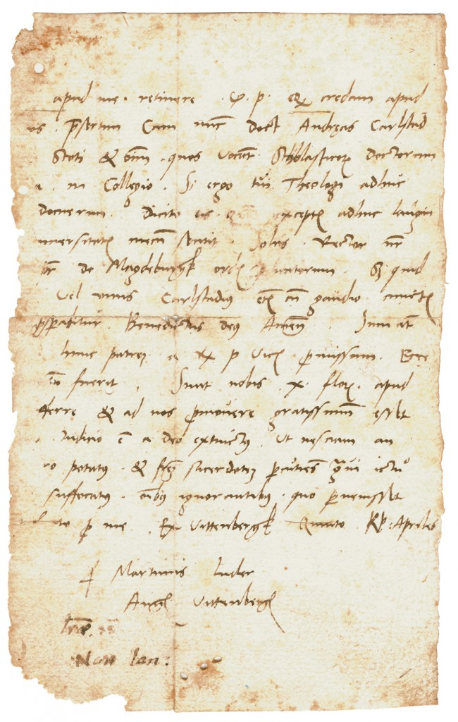 Brief-Fragment Martin Luthers, 1517, Förderung 2010 für die Stiftung Luthergedenkstätten in Sachsen-Anhalt (© Stiftung Luthergedenkstätten)