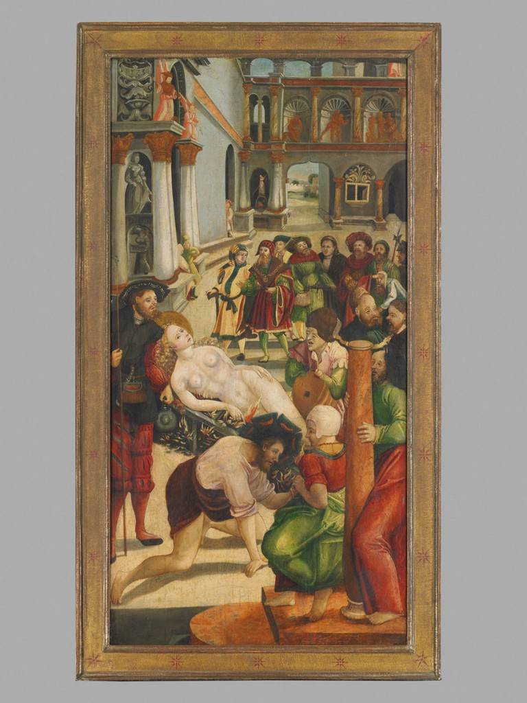 Jörg Greimolt, Martyrium der Hl. Agatha von Catania: Verbrennung, 1523, 109 x 57 cm, Stadtmuseum Weilheim