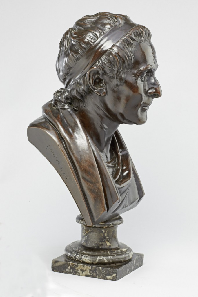 Jean-Antoine Houdon (1741–1828), Jean-Jacques Rousseau, Bronze, um 1780, Höhe 45 cm, Höhe mit Sockel 57,5 cm, Liebieghaus Skulpturensammlung, Frankfurt am Main Foto: Liebieghaus Skulpturensammlung