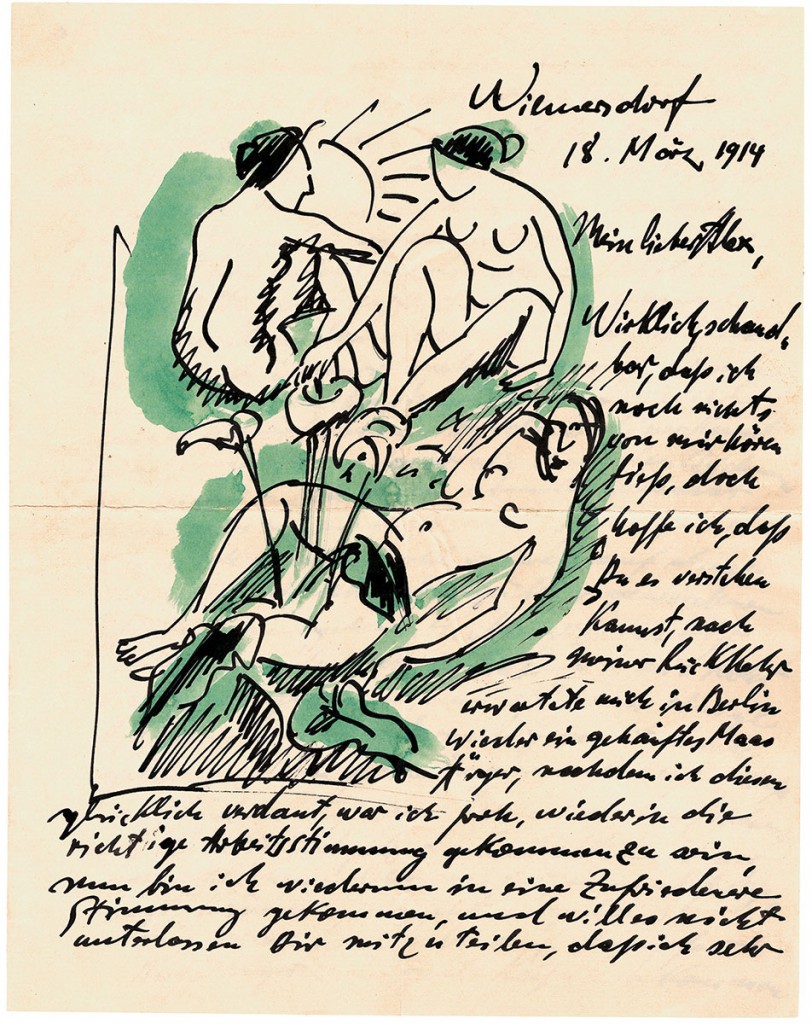 Max Pechstein, Akte mit Calla, Brief an Alexander Gerbig vom 18.3.1914; Kunstsammlungen Zwickau, Max-Pechstein-Museum