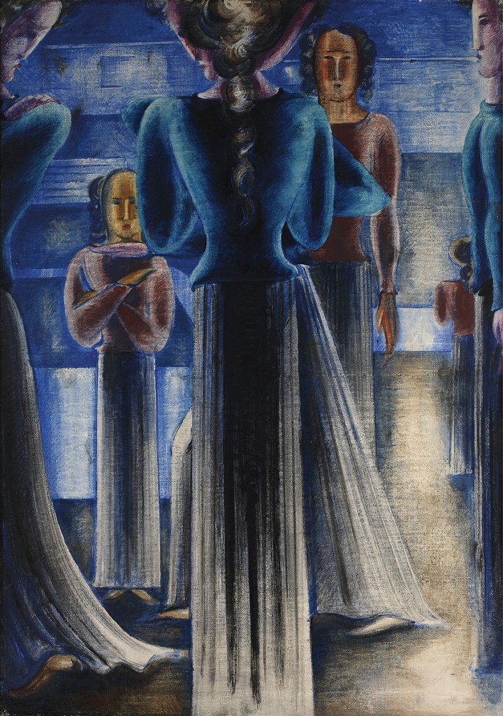 Oskar Schlemmer, Blaue Frauengruppe, 1931, 162,5 × 114 cm; Stiftung Saarländischer Kulturbesitz, Saarlandmuseum, Saarbrücken