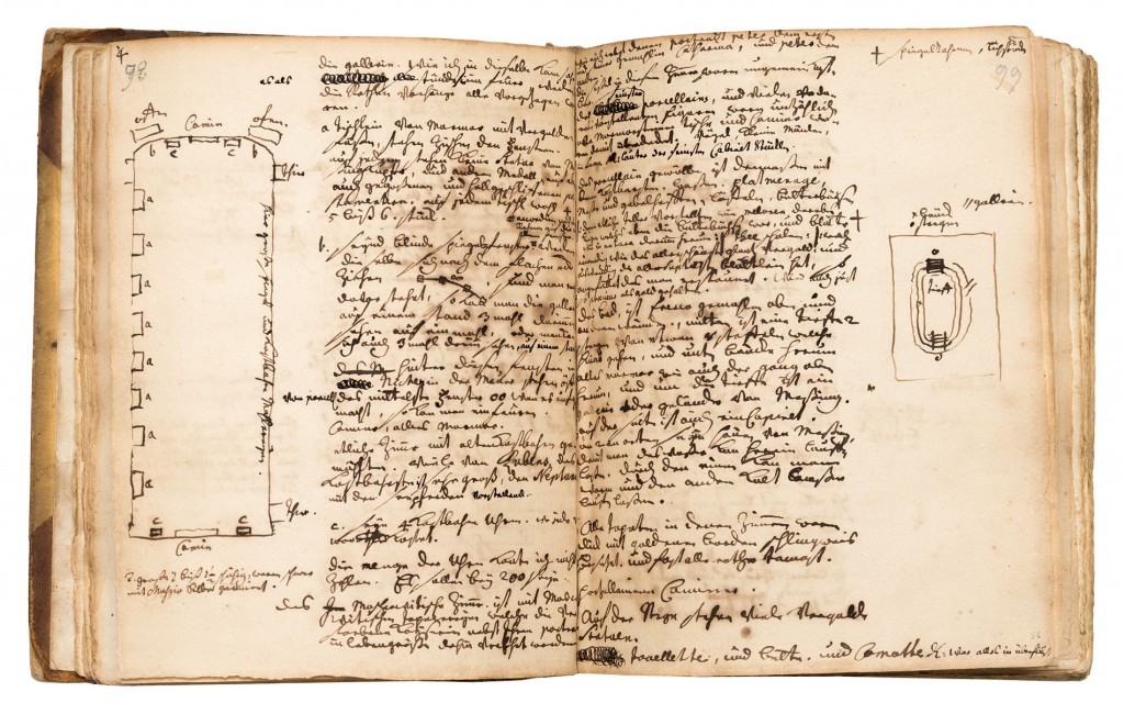Innenseite des Reisetagebuchs von Johann Andreas Silbermann, 1741; Sächsische Landesbibliothek – Staats- und Universitätsbibliothek Dresden