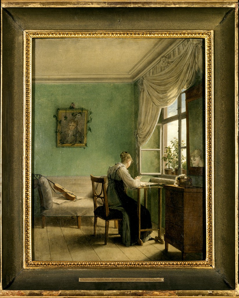 Georg Friedrich Kersting, Die Stickerin, 1812, 47,2 × 37,4 cm; Klassik Stiftung Weimar