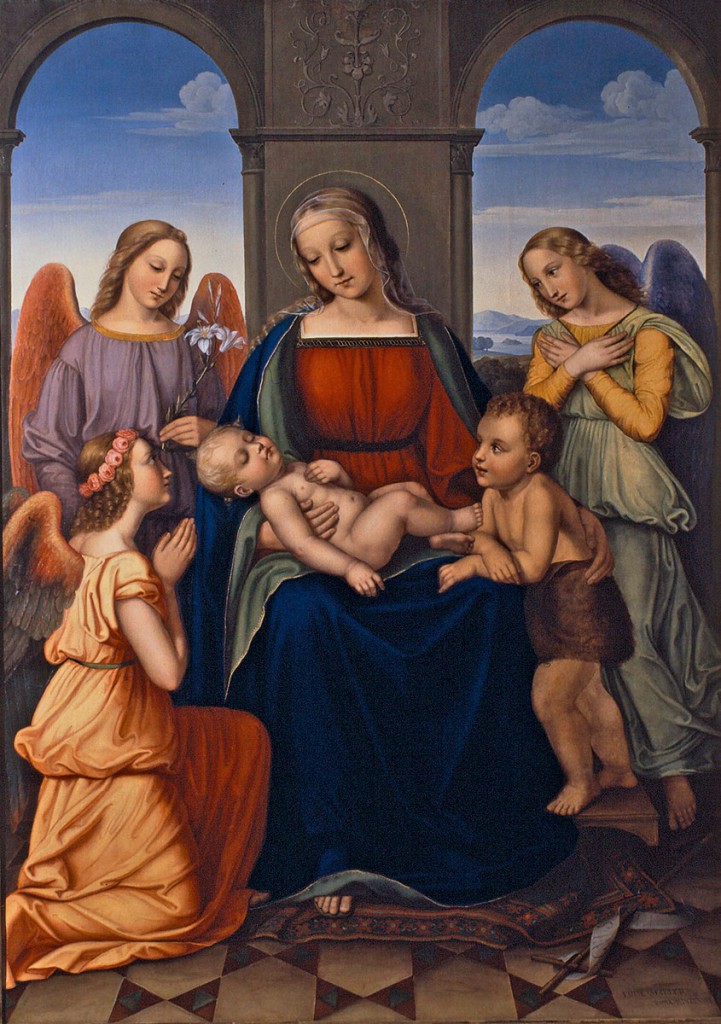 Louise Seidler, Maria mit dem schlafenden Kind und drei Engeln, Rom 1823, 142,4 × 102,5 cm; Stiftung Schloss Friedenstein Gotha