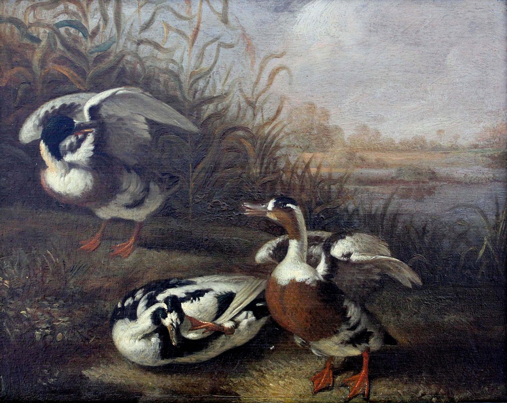 Dirck Wijntrack, Drei Enten in einer Landschaft, vor 1625 – 1678, 20 × 25 cm; Suermondt-Ludwig-Museum Aachen