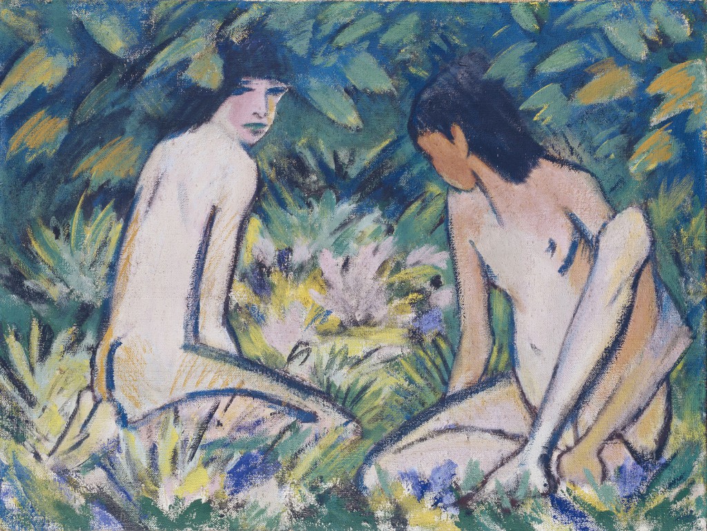Otto Mueller, Mädchen im Grünen, 1920, 101,2 × 135 cm; Kunsthalle Hamburg. Rückerworben 1949