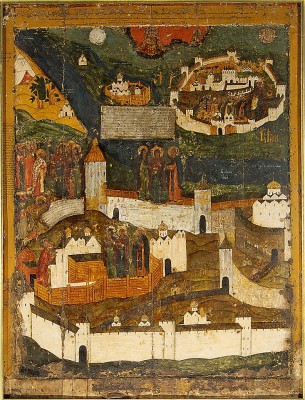 Mariä-Schutz-Ikone, um die Wende des 16. zum 17. Jahrhundert; Dreifaltigkeitskathedrale, Pskow