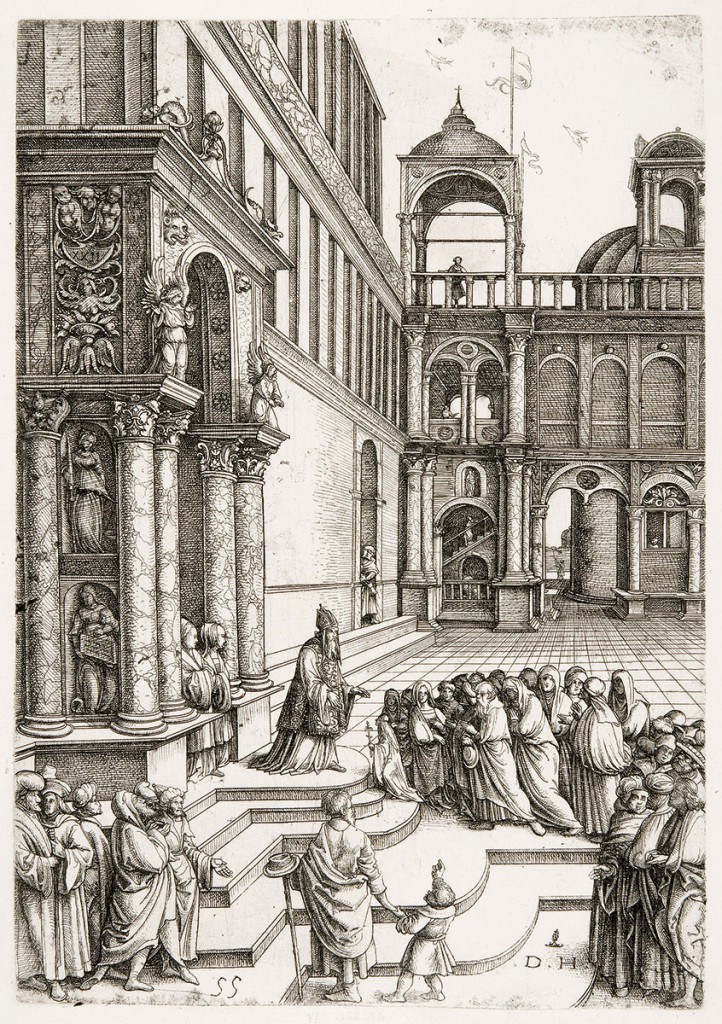 Daniel Hopfer, Tempelgang Mariä, 1522, 32,2×23,8 cm; Herzog Anton Ulrich-Museum, Braunschweig