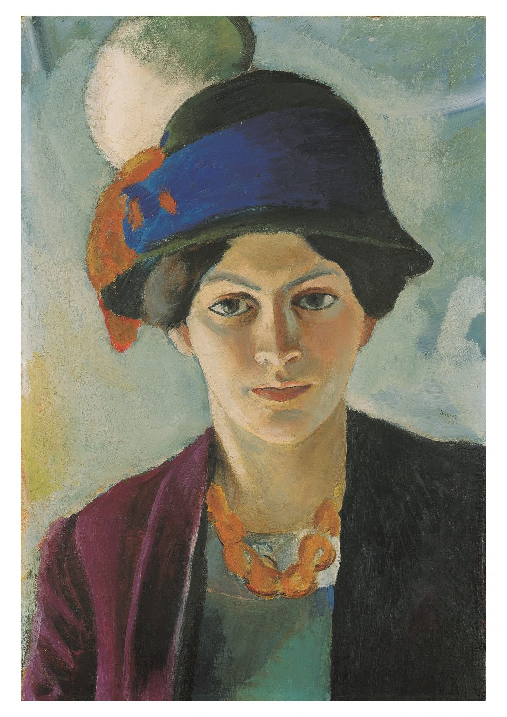 August Macke, Frau des Künstlers mit Hut (Detail), 1909, 50,2 x 43,5 cm; © LWL-Museum für Kunst und Kultur (Westfälisches Landesmuseum)/Macke Archiv