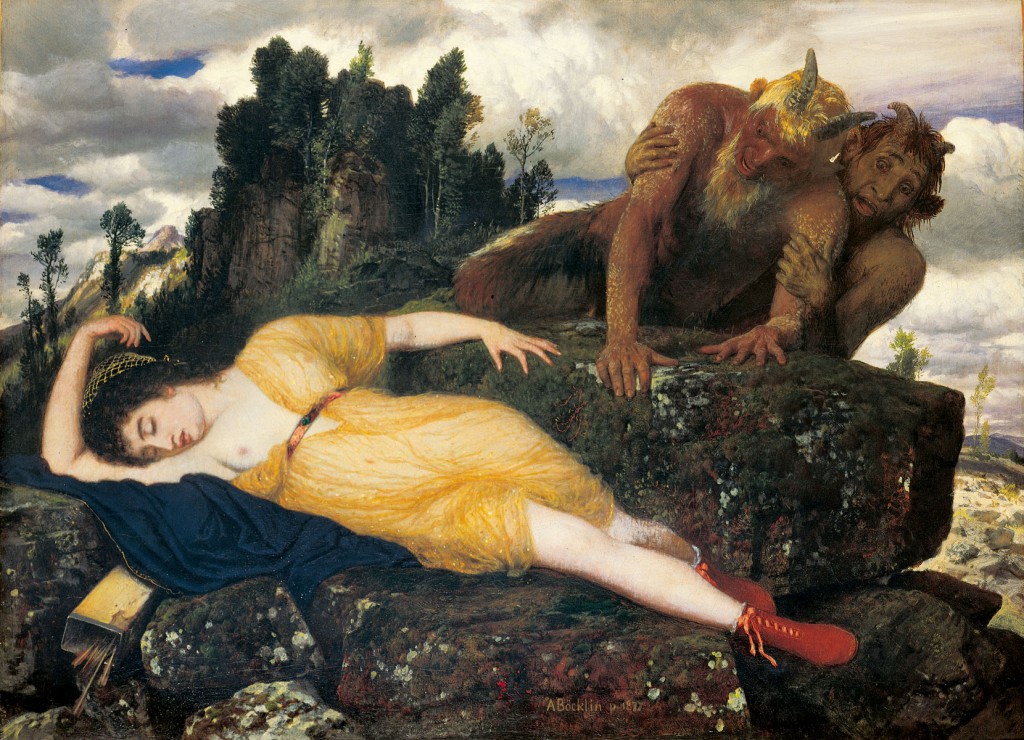 Arnold Böcklin, Schlafende Diana, von zwei Faunen belauscht, 1877