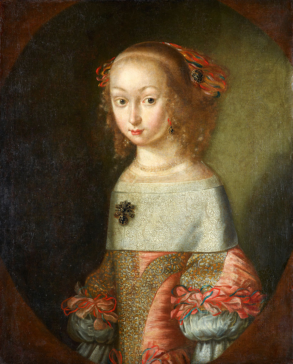 Unbekannter Maler, Eine Tochter des Herzogs August von Sachsen-Weißenfels (Prinzessin Katharina von Sachsen-Weißenfels? (1655–1663)), um 1665, 68 × 55 cm; Museum Schloss Neu-Augustusburg Weißenfels