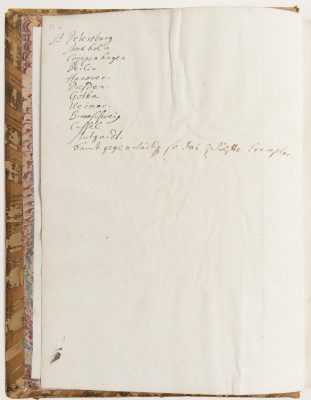 Bibel aus der Presse von Johann Christoph Sauer in Germantown, Pennsylvania, USA, 1743, Eintrag der 12 europäischen Bibliotheken; © HMF / Foto: Horst Ziegenfusz