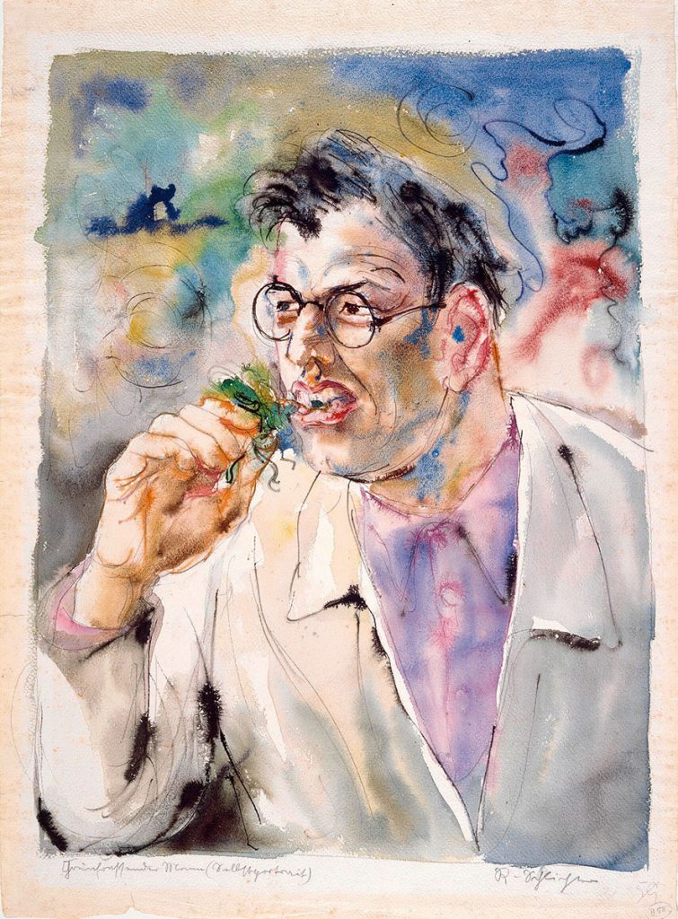 Rudolf Schlichter, Grünfressender Mann (Selbstporträt), 1925, 78,3 × 57 cm; Berlinische Galerie, © Viola Roehr v. Alvensleben, München / Berlinische Galerie, Foto: Kai-Annett Becker