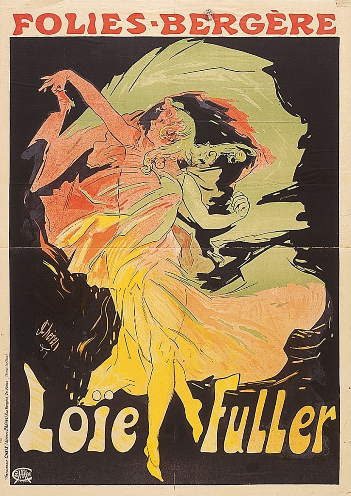 Jules Chéret, Loïe Fuller, Plakat für das Gastspiel der amerikanischen Serpentintänzerin im Variété-Theater Folies-Bergère in Paris, 1893, 124 × 88 cm; Kunsthalle Bremen; © Kunsthalle Bremen – Der Kunstverein in Bremen