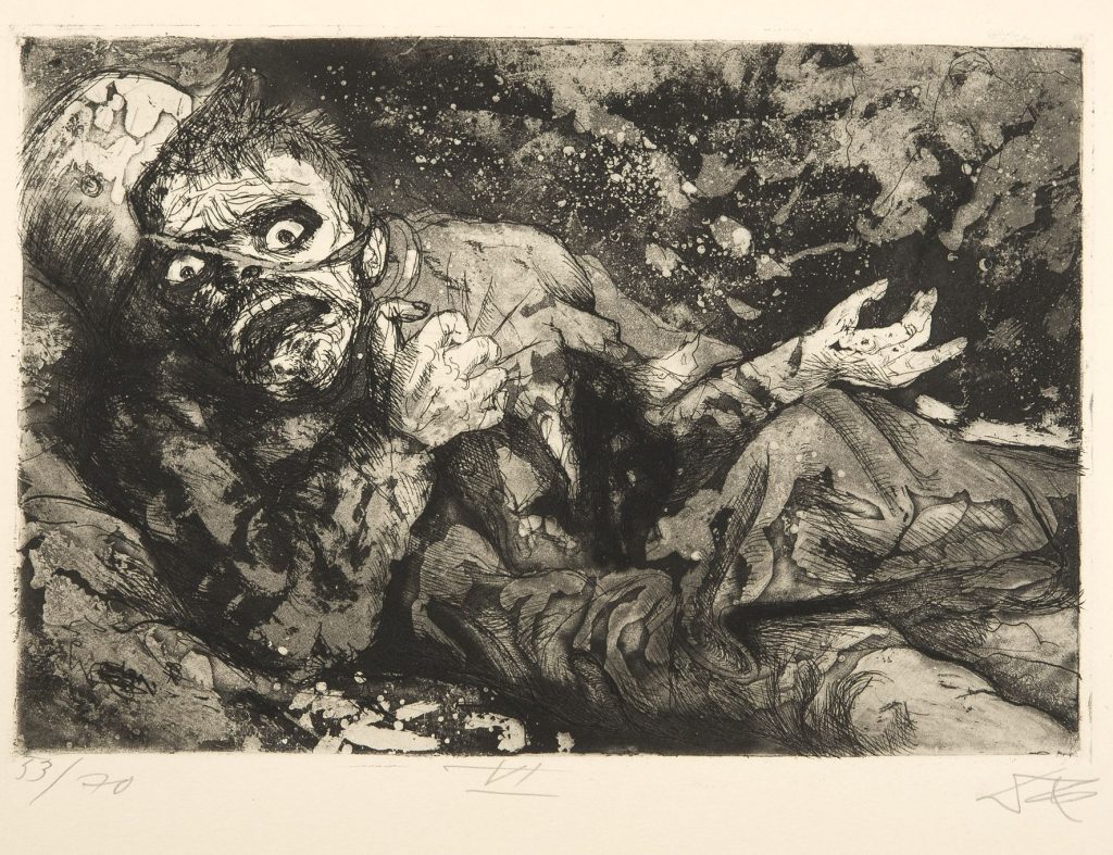 Otto Dix, Der Krieg (Radierwerk VI), Verwundeter, 1924; LWL-Museum für Kunst und Kultur, Münster; © VG Bild-Kunst
