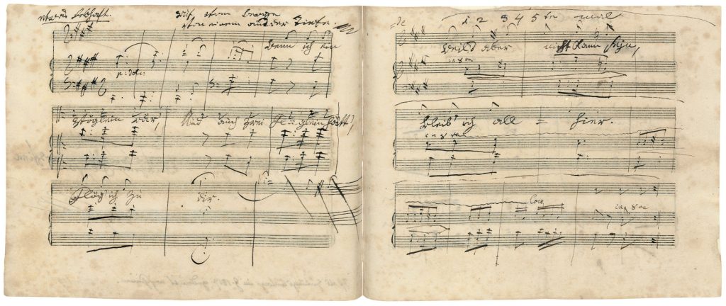 Ludwig van Beethoven, Autograph des Liedes „Ruf vom Berge“ nach einem Gedicht von Georg Friedrich Treitschke, 1816, 16 × 19,7 cm; Beethoven-Haus Bonn; © Beethoven-Haus Bonn