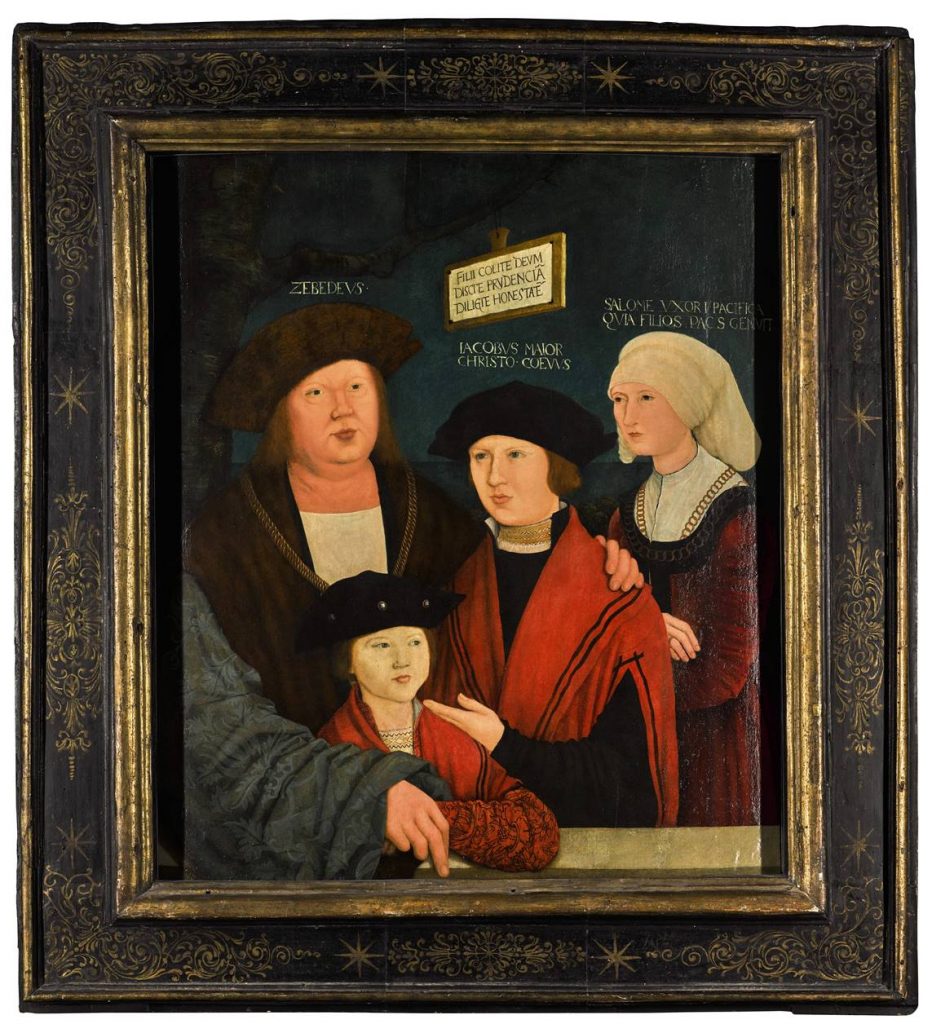 Bernhard Strigel, Johannes Cuspinian und seine Familie, 1520, Öl auf Lindenholz, 70,7 × 60,0 cm; Strigel-Museum Memmingen; © Strigel-Museum Memmingen