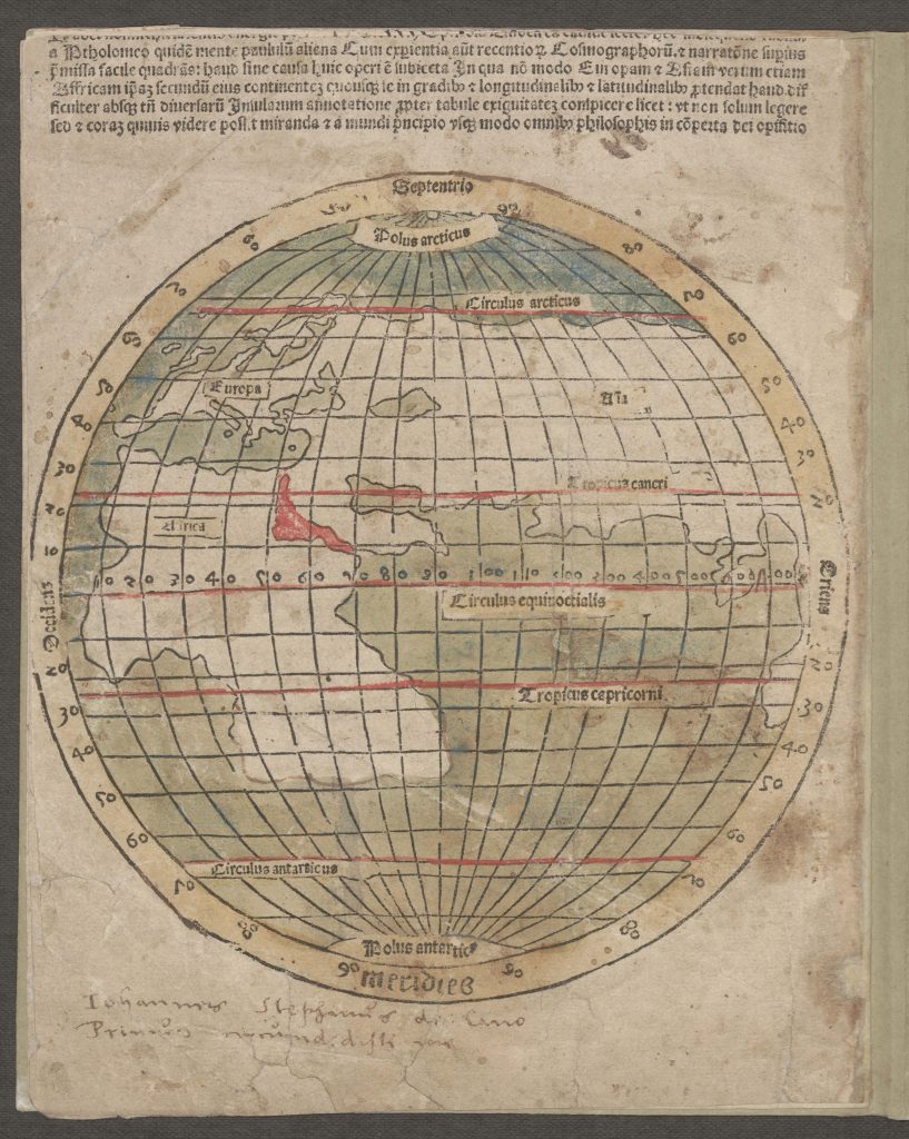 Epistola Albericij. De novo mundo, 1505; Signatur UB Rostock: SON B 2; © Foto: Universitätsbibliothek Rostock