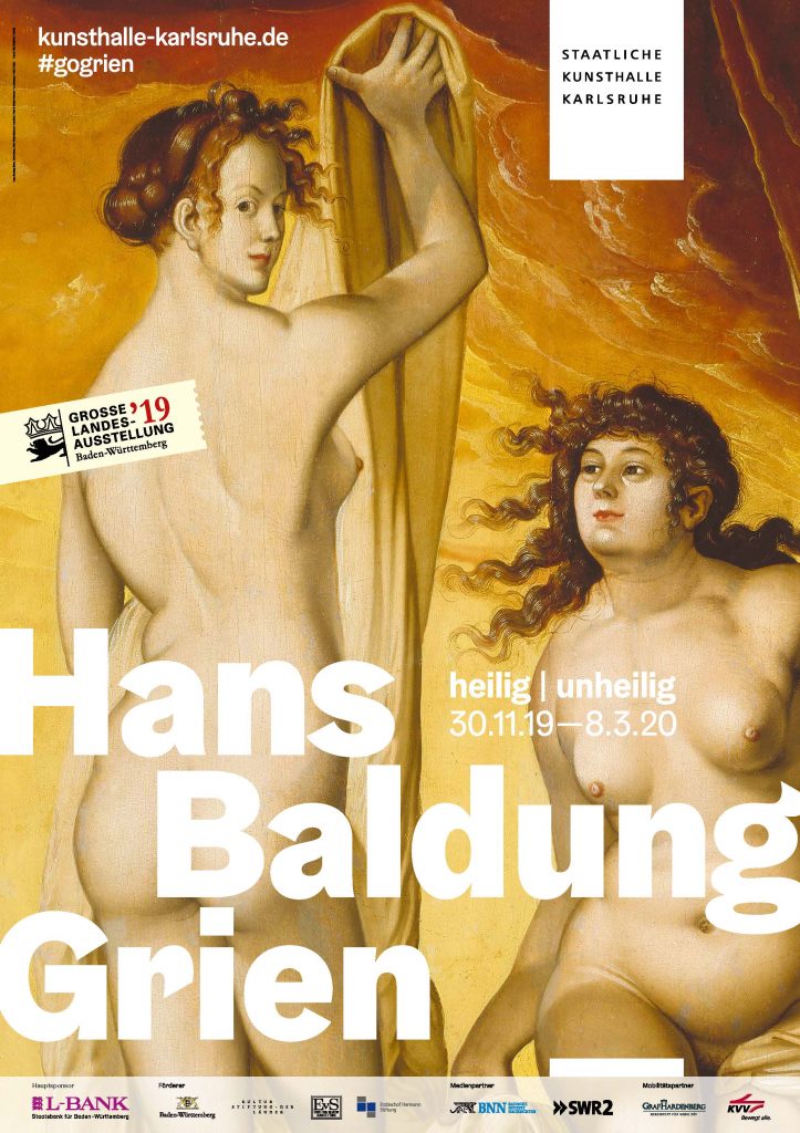 Plakat Ausstellung heilig-unheilig Hans Baldung Grien in der Kunsthalle Karlsruhe gefördert von der Kulturstiftung der Länder