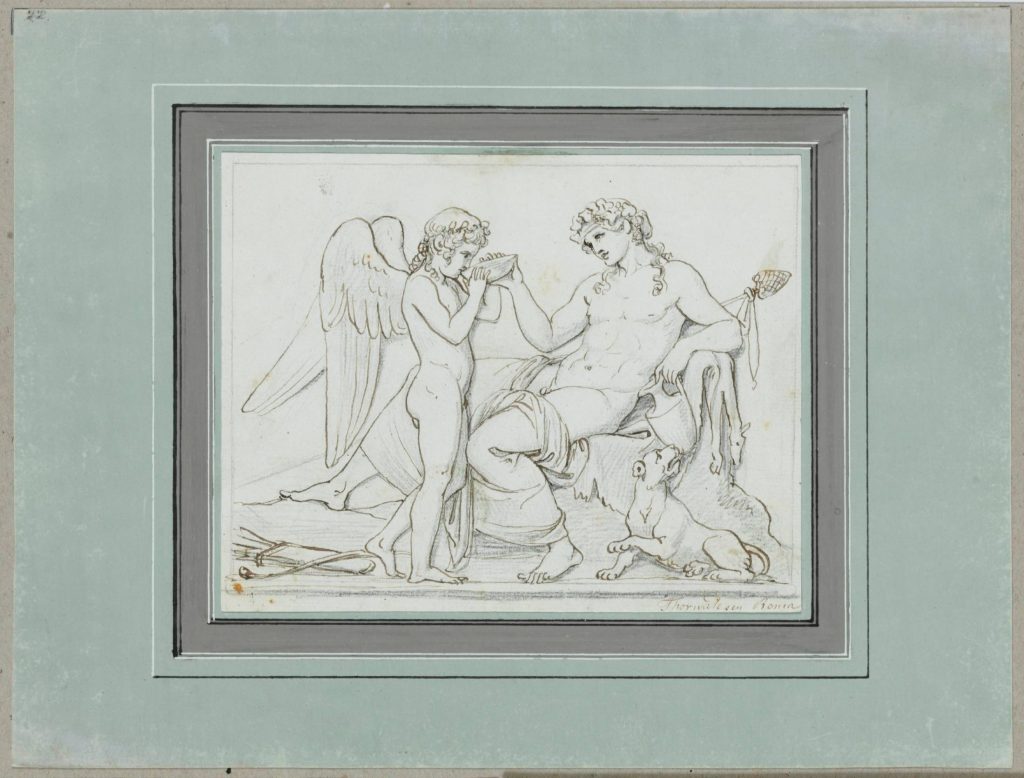 Bertel Thorvaldsen, Bacchus und Amor, aus dem Künstlerstammbuch Blankenhagen, erworben mit Unterstützung der Kulturstiftung der Länder