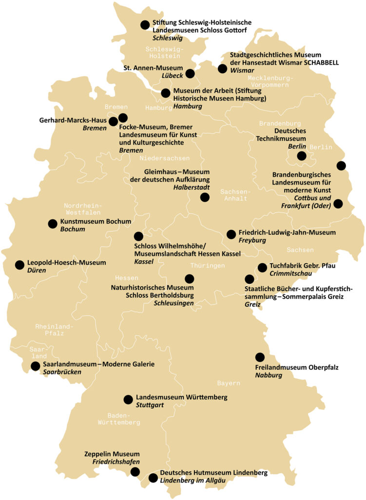 Deutschlandkarte mit teilnehmenden Museen