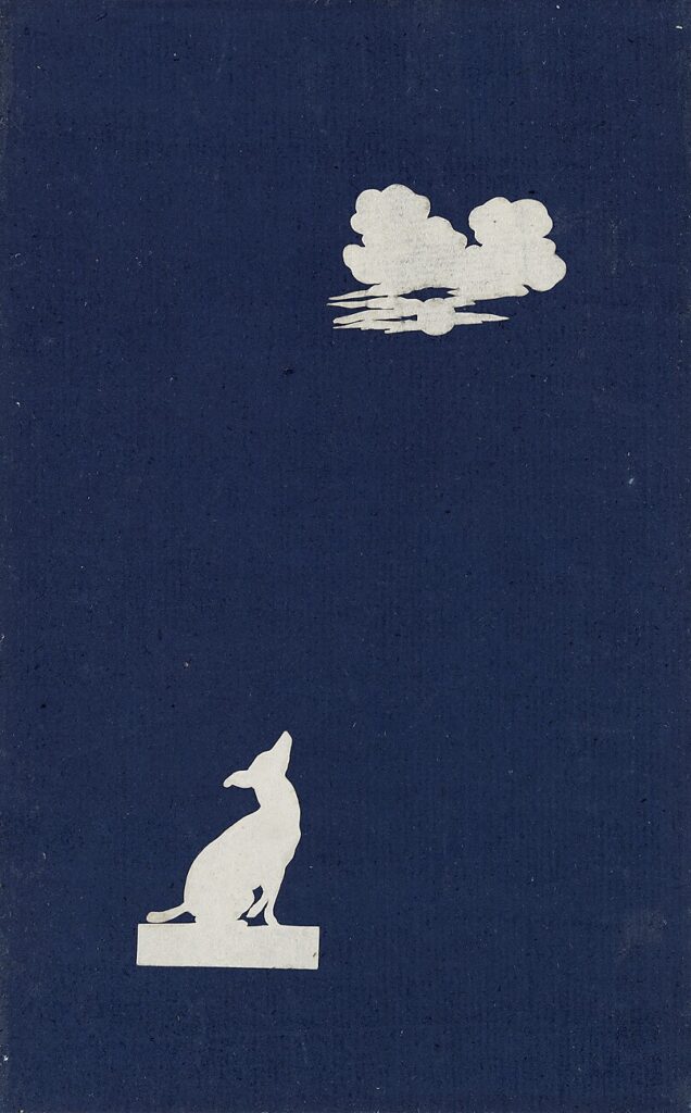 Scherenschnitt mit Hund und Mond hinter einer Wolke
