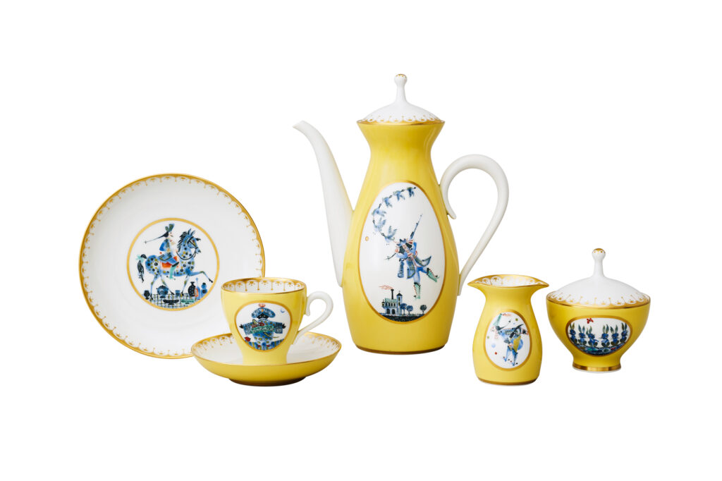 Service in Gelb und Blau