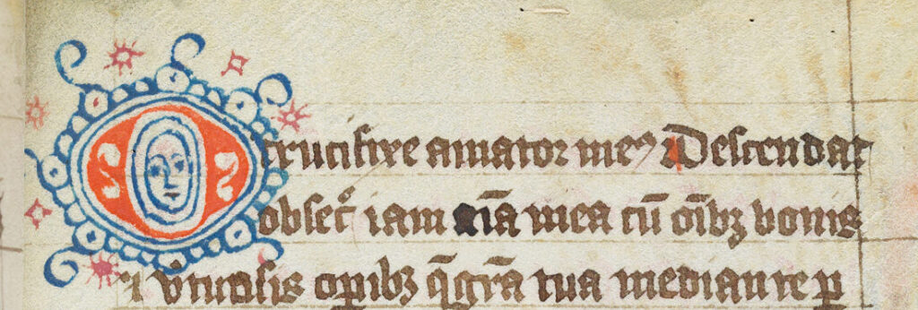 Selbstporträt einer Nonne innerhalb einer O-Initiale