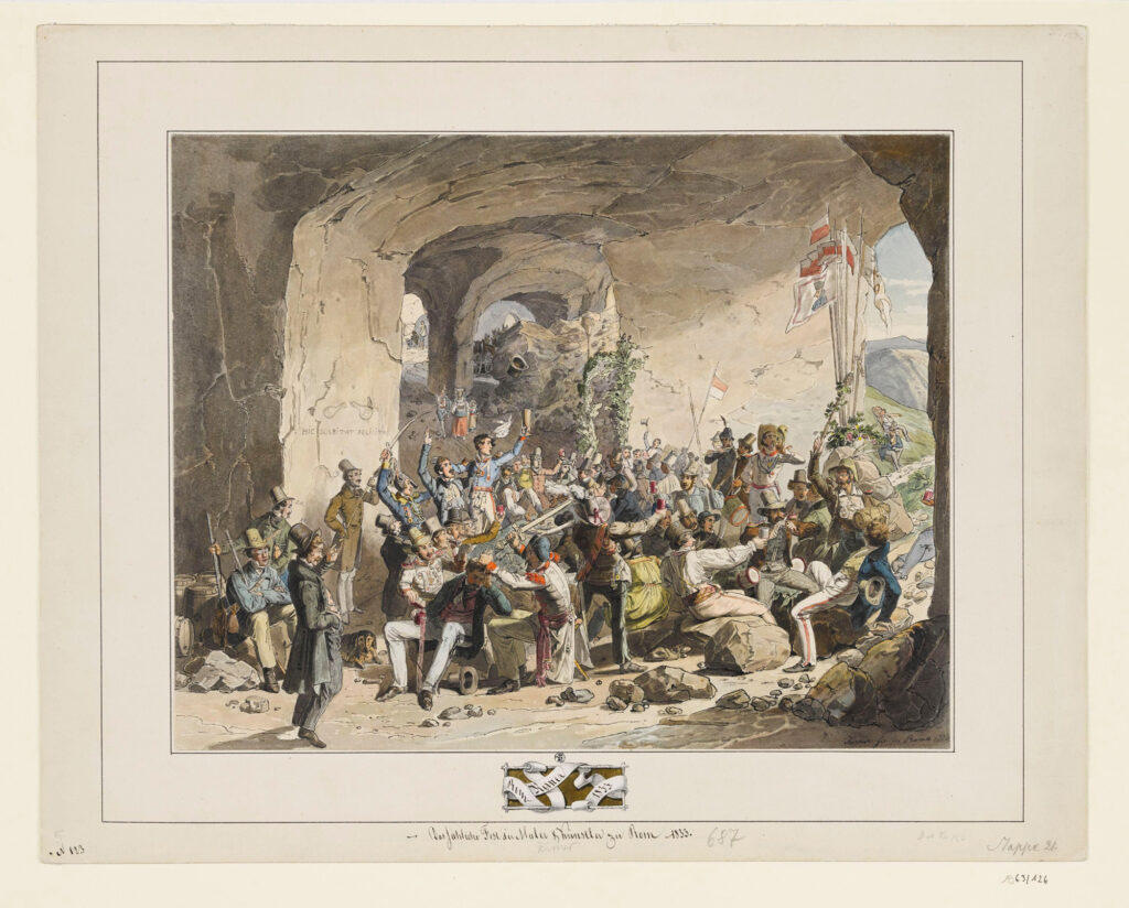 Detaillierte Zeichnung einer Festgesellschaft