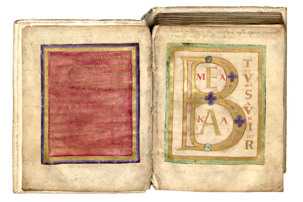 Alte Handschrift mit goldener Initiale